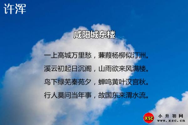 咸阳城东楼翻译、赏析、拼音版注音与阅读答案（许浑）