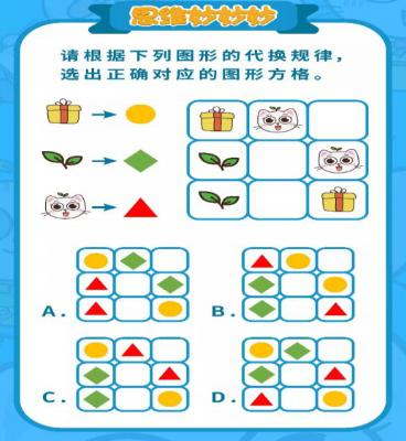 请根据下列图形的代换规律选出正确对应的图形方格