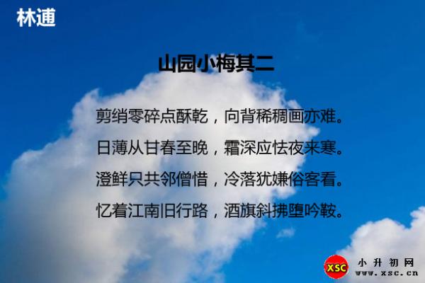 山园小梅其二翻译赏析拼音版与阅读答案（林逋）