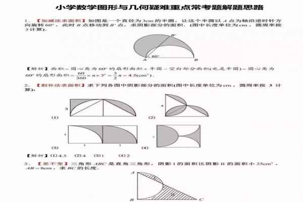 小学数学图形与几何疑难重点常考题解题思路（含求阴影面积）