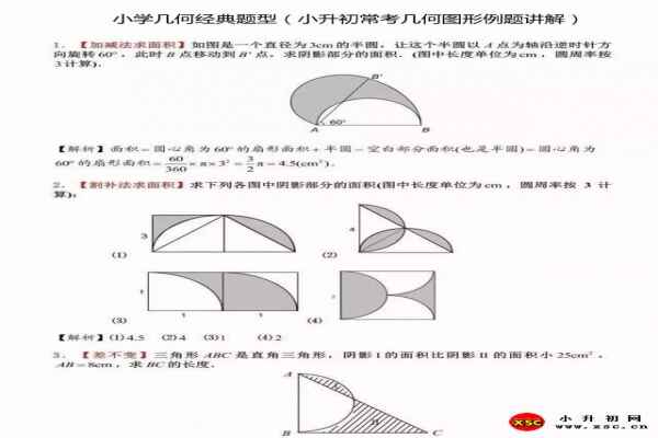 小学几何经典题型（小升初常考几何图形例题讲解）