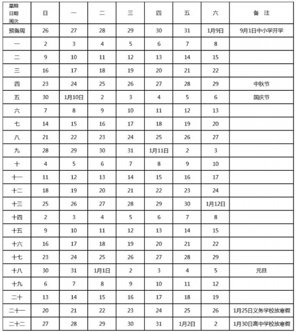 2019年武汉市中小学开学放假时间安排（校历）