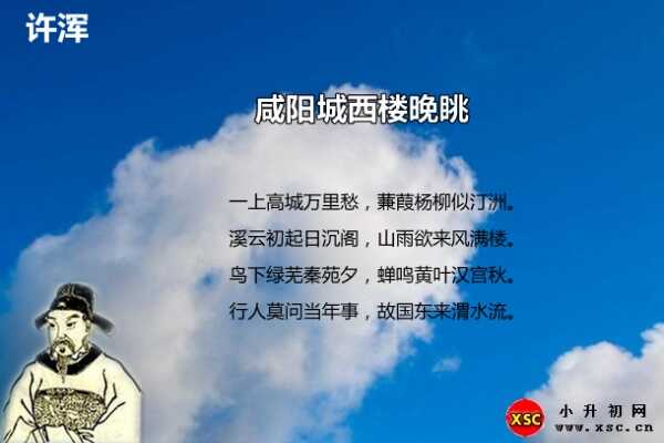 咸阳城西楼晚眺阅读答案（许浑）