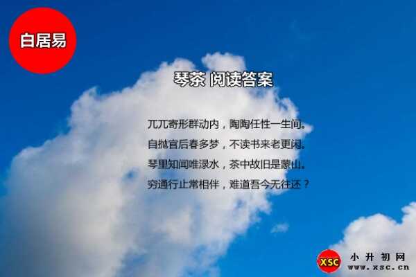 琴茶阅读答案（白居易）