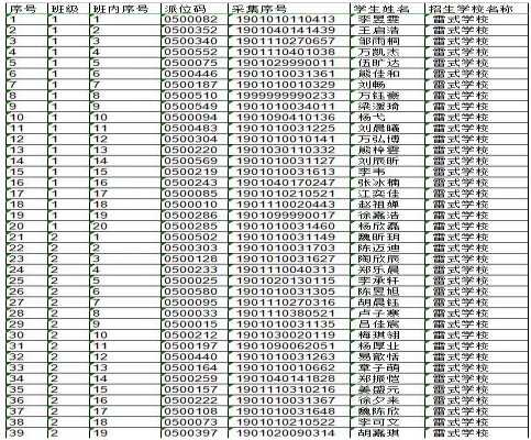 2019年南昌雷式学校小升初随机派位录取名单（雷式中学摇号名单）