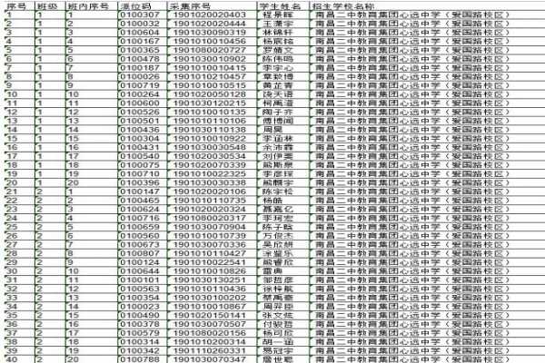 2019年南昌心远爱国路校区小升初随机派位录取名单（摇号名单）