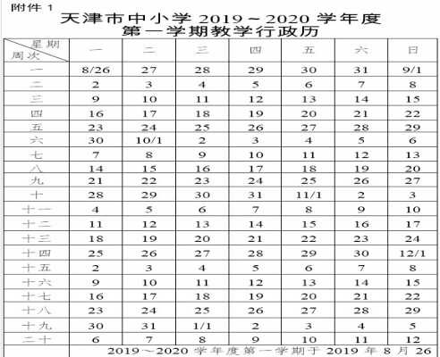 2020天津中小学开学放假时间安排(校历)