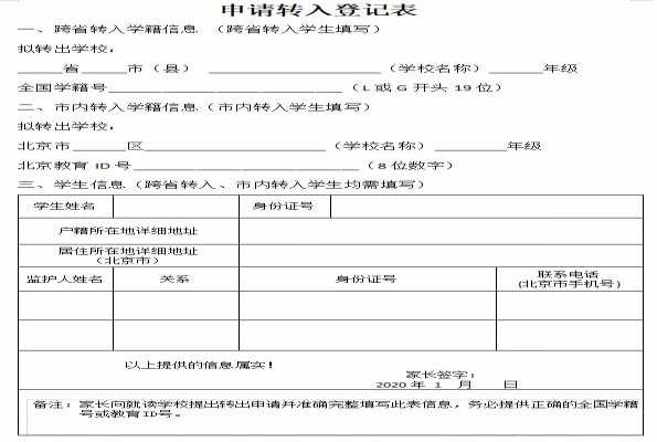 北京丰台区2020年中小学转学办理时间及流程+申请材料+办理地点