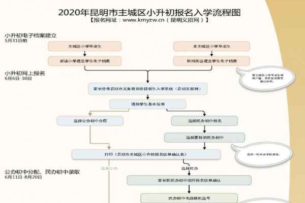 2020年昆明小升初报名流程图（昆明市主城区）