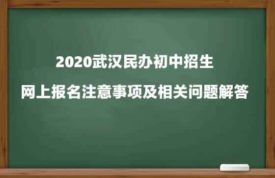 2020武汉民办初中招生网上报名注意事项及相关问题解答