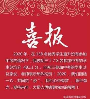 2020年无锡市大桥实验学校中考成绩升学率(中考喜报)