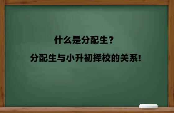 什么是分配生？分配生与小升初择校的关系!