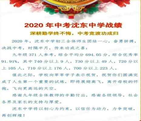 2020年沈阳市沈东中学中考成绩升学率(中考喜报)