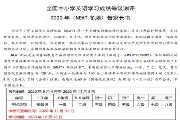 2020年NEAT冬测报名时间+报名流程