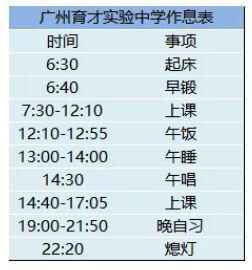 广州市越秀区育才实验学校作息时间表