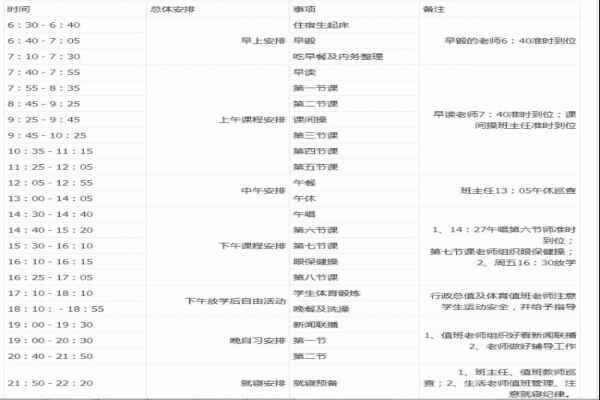 广州番禺育才实验学校作息时间表