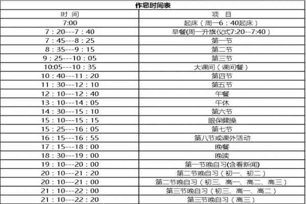 广州市广外附设外语学校作息时间表