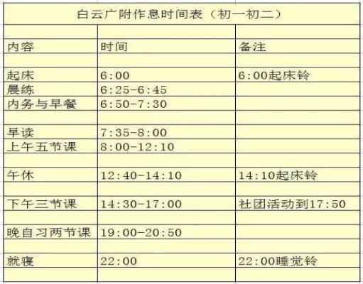 广州白云广附实验学校作息时间表