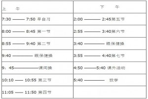 2020年山东省实验中学作息时间安排表