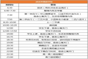 2020年武汉外国语学校作息时间安排表