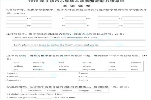 2020年长沙市小升初分班考试英语试卷及答案