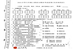 2021小学六年级上册语文期末考试试卷(长沙雨花区)