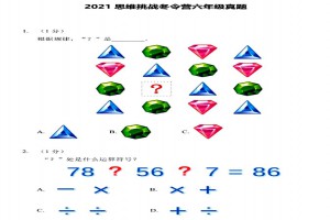 2021希望数学深度探索思维挑战冬令营六年级考试真题及答案