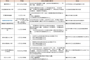 2020年重庆民办小学收费标准(学费)一览