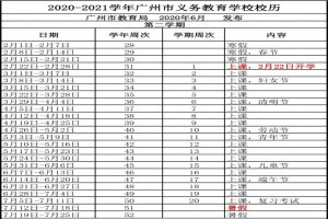 2021广州中小学开学放假时间安排(校历)