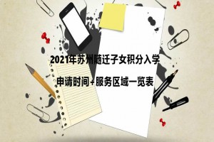 2021年苏州随迁子女积分入学申请时间+服务区域一览表