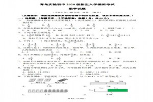 2020青岛实验初级中学新初一分班考试数学试卷真题