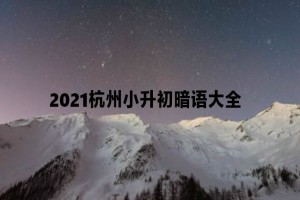 2021杭州小升初暗语大全