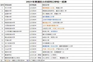 2021年上海黄浦区小升初对口学校一览表