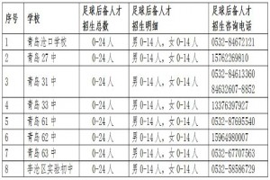 2021年青岛李沧区初中学校足球后备人才招生计划