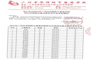 2021年广州市华师附中番禺学校符合分类招生报名条件学生名单