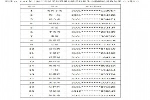 2021年上海市实验学校附属东滩学校小升初电脑随机录取名单