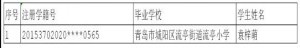 2021年青岛市市南区琴岛学校小升初电脑随机派位录取名单