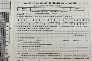 2021年沈阳皇姑区小学六年级下册语文期末考试试卷(附答案)