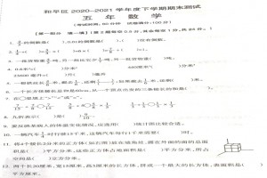沈阳和平区小学五年级下册数学期末考试试卷(2021下期)
