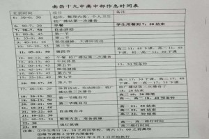 2021年南昌市第十九中学作息时间安排表（高中部）