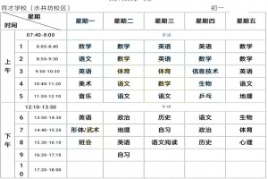 2021-2022成都七中育才学校水井坊校区作息时间安排表