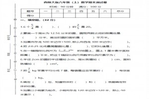 2022年小学六年级上册数学期末考试试卷模拟版及答案(西师大版)