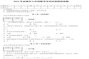 2022年武威市小升初数学考试试卷模拟真题及答案(人教版)
