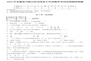 2022年马鞍山市当涂县小升初数学考试试卷模拟真题及答案