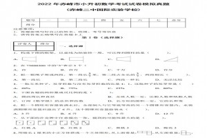 2022年赤峰市小升初数学考试试卷模拟真题及答案(赤峰二中国际实验学校