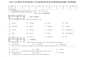 2022年宿迁市沭阳县小升初英语考试试卷模拟真题及答案(译林版)
