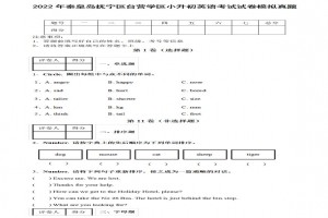 2022年秦皇岛抚宁区台营学区小升初英语考试试卷模拟真题及答案