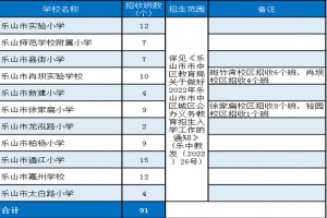 2022年乐山城区公办小学、初中招生计划