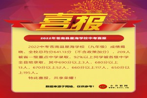 2022年苍南县星海学校中考成绩升学率(中考喜报)