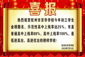 2022年钦州市京华学校中考成绩升学率(中考喜报)